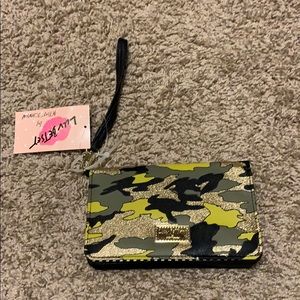 Betsey Johnson army glitter wristlet! NWT